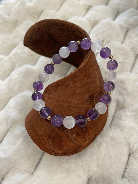 Bracelet Amethyste et Sélénite