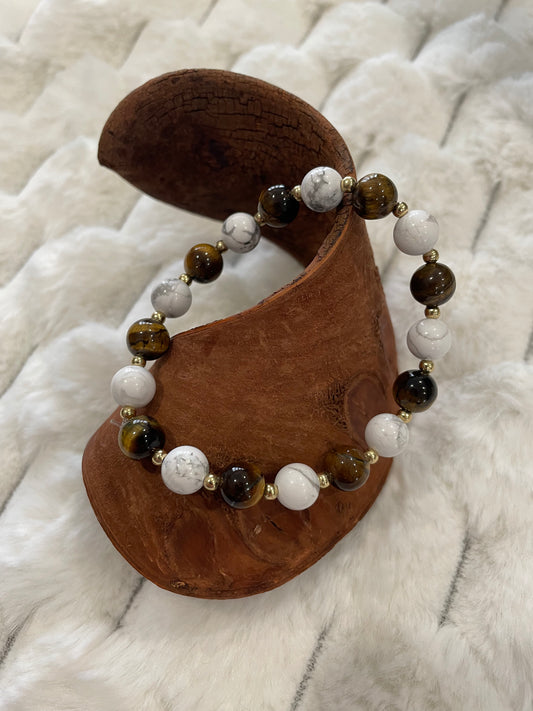 Bracelet Howlite et Oeil de Tigre