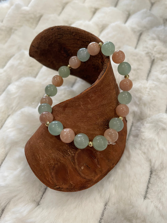 Bracelet Pierre de Soleil et Aventurine Verte