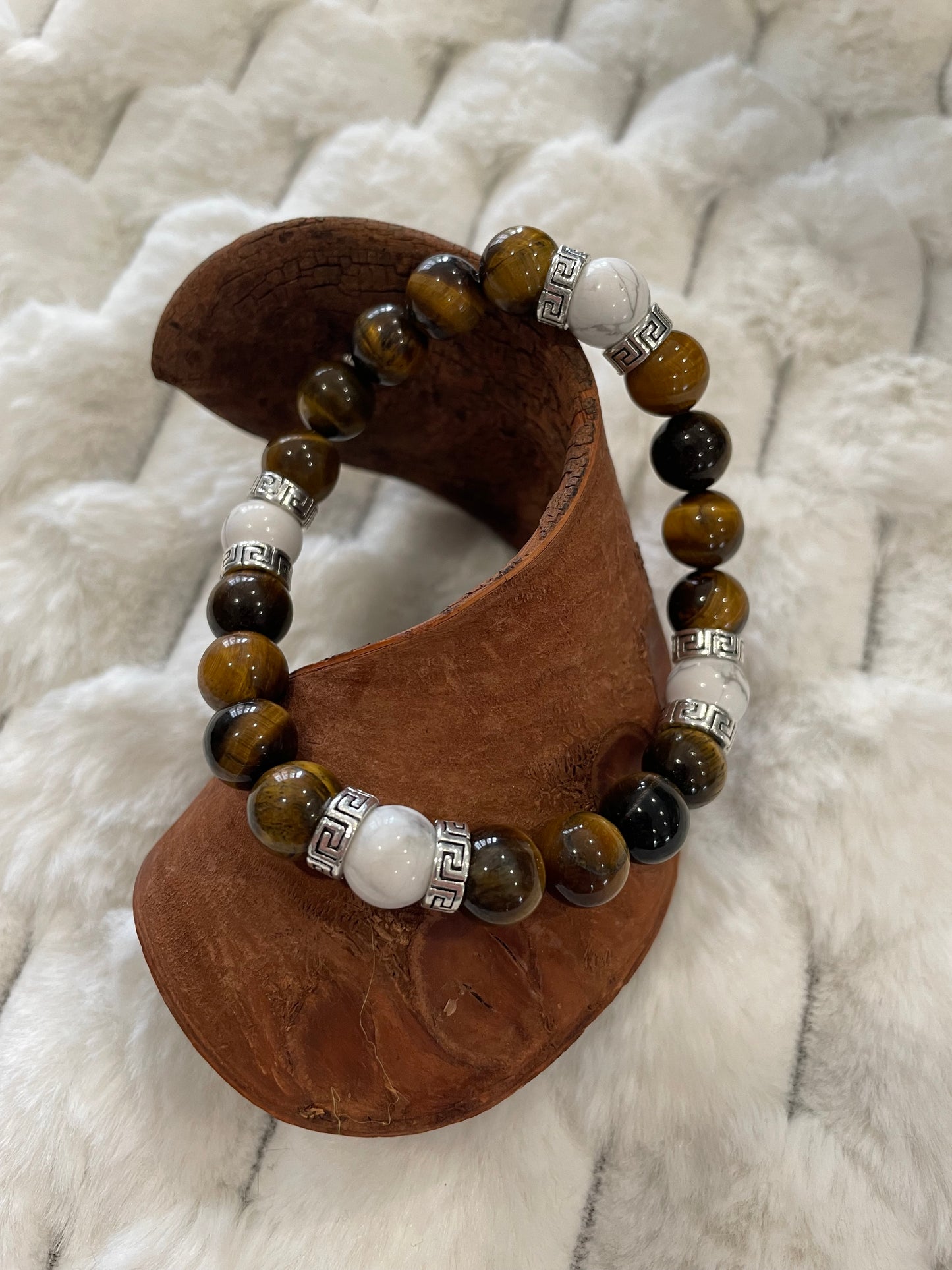 Bracelet Oeil de Tigre et Howlite