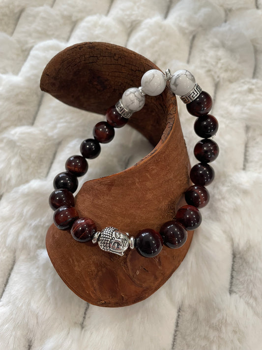 Bracelet Oeil de taureau et Howlite