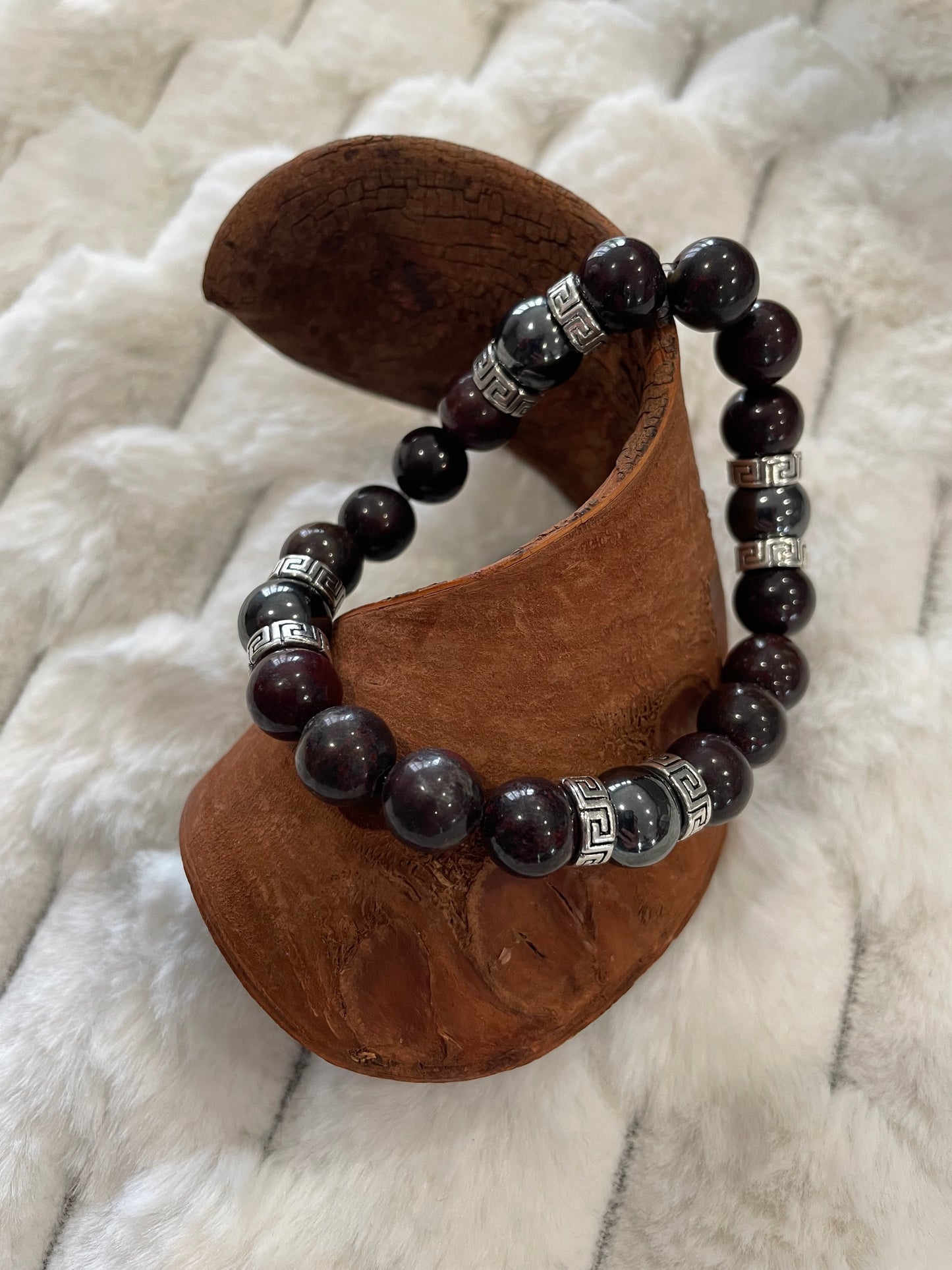 Bracelet Jaspe Arc en Ciel et Hématite