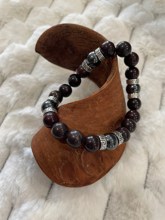 Bracelet Jaspe Arc en Ciel et Hématite