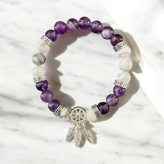 Bracelet Améthyste et Howlite