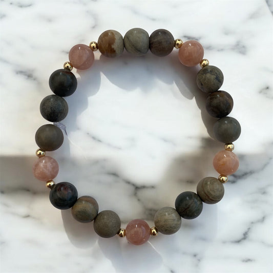Bracelet Jaspe et Pierre de Soleil
